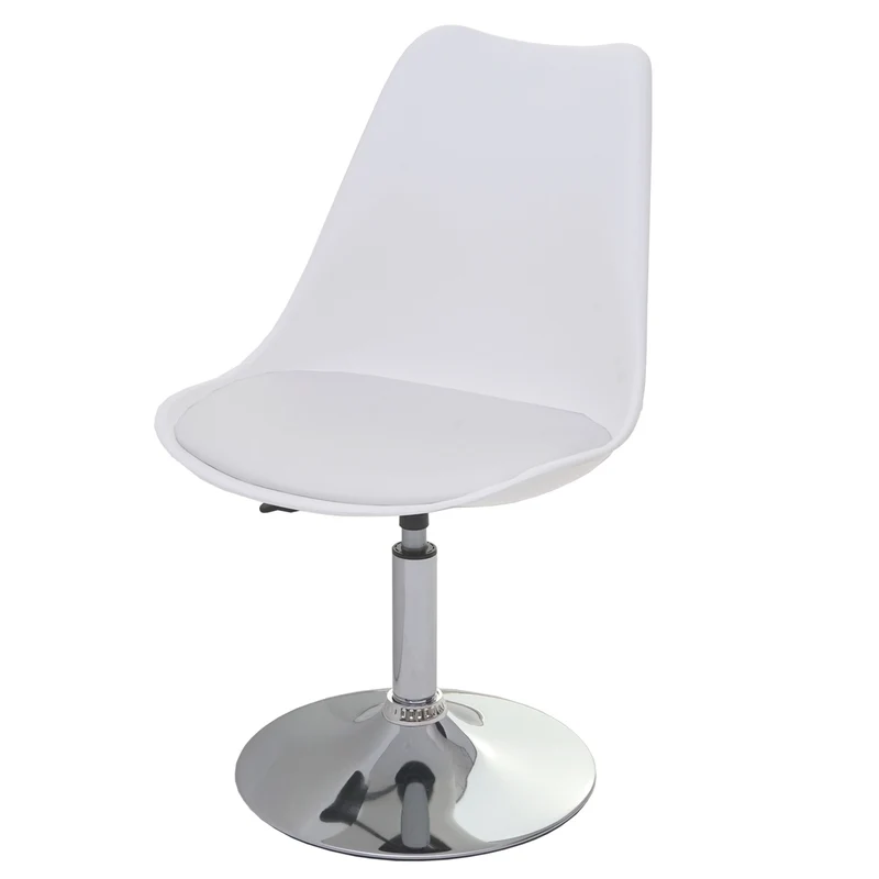 Lot de 6 chaises pivotantes réglables en hauteur en PVC rotatif en PVC et plastique blanc piètement chromé 04_0000704