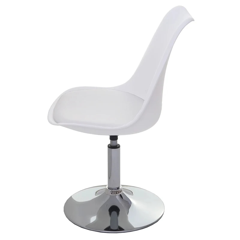 Lot de 6 chaises pivotantes réglables en hauteur en PVC rotatif en PVC et plastique blanc piètement chromé 04_0000704