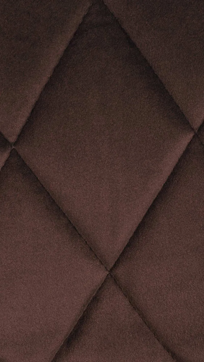 Tabouret de bar en velours marron coutures décoratives pivotant support métal noir TDB10667