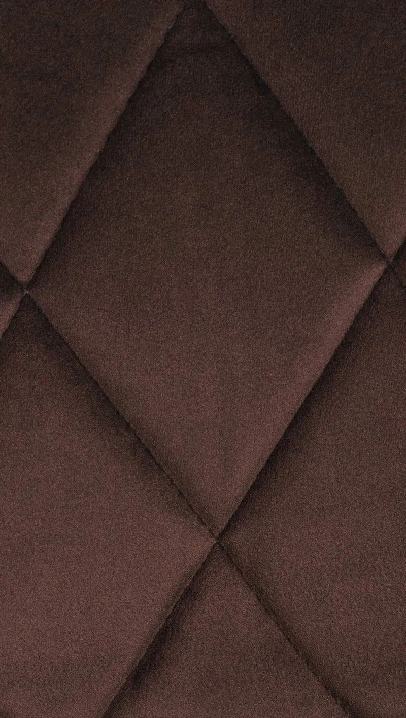 Tabouret de bar en velours marron coutures décoratives pivotant support métal blanc TDB10663