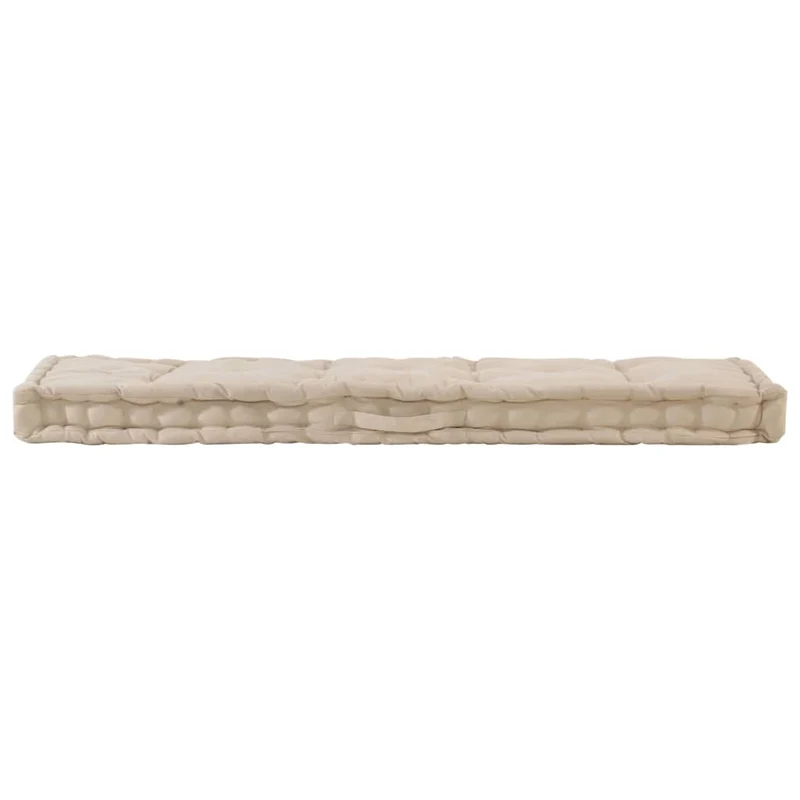 Coussin de plancher de palette Coton matelas de sol 120x40x7 cm Beige DEC021813
