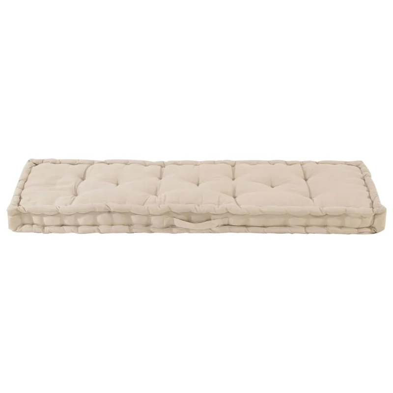 Coussin de plancher de palette Coton matelas de sol 120x40x7 cm Beige DEC021813
