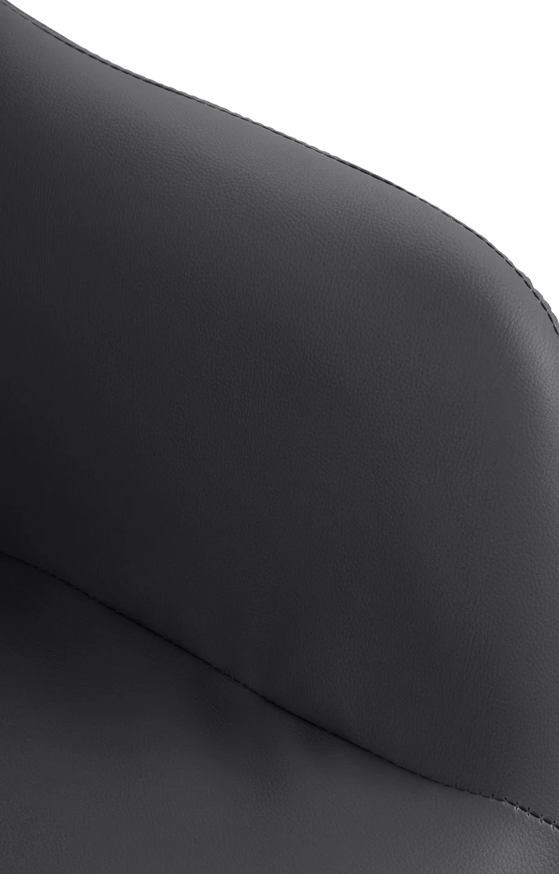 Tabouret de bar chaise haute x1 fonction rotation 360° en PVC noir avec coutures décoratives piètement métal chromé 10_0005254