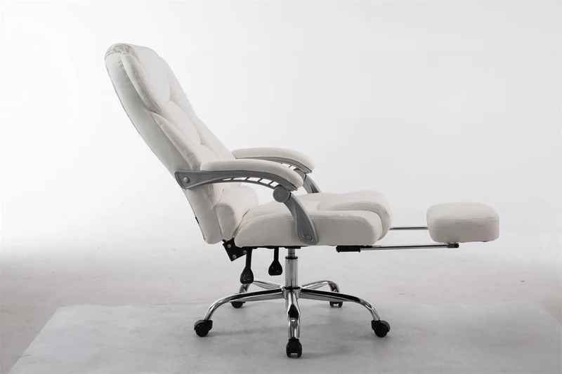 Fauteuil de bureau ergonomique avec repose-pieds extensible synthétique blanc BUR10170