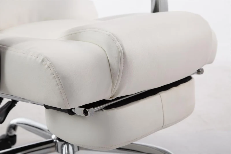 Fauteuil de bureau ergonomique avec repose-pieds extensible synthétique blanc BUR10170