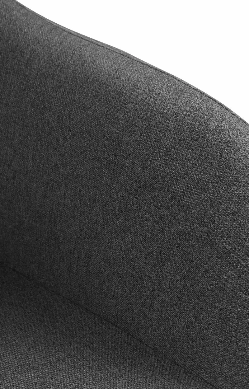Tabouret de bar chaise haute x1 fonction rotation 360° en tissu gris foncé avec coutures décoratives piètement métal chromé 10_0005274