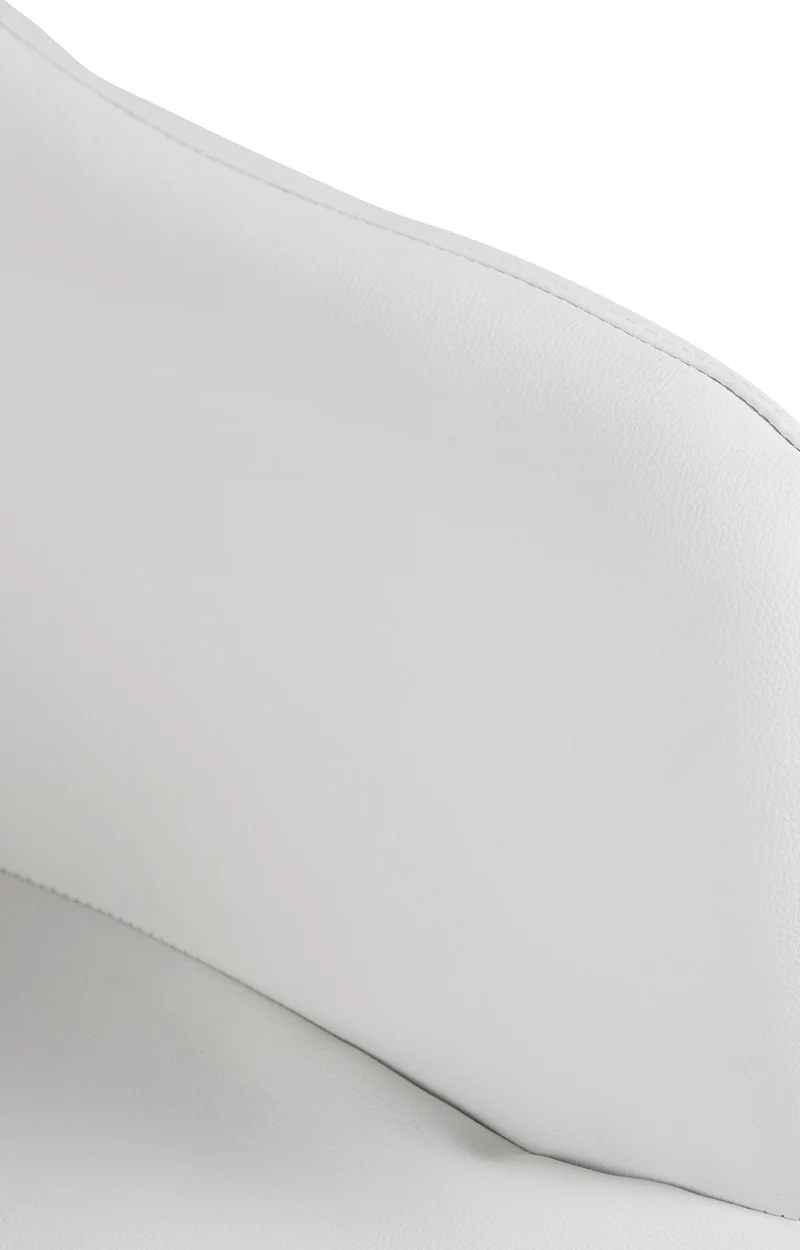 Tabouret de bar chaise haute x1 fonction rotation 360° en PVC blanc avec coutures décoratives piètement métal noir 10_0005261