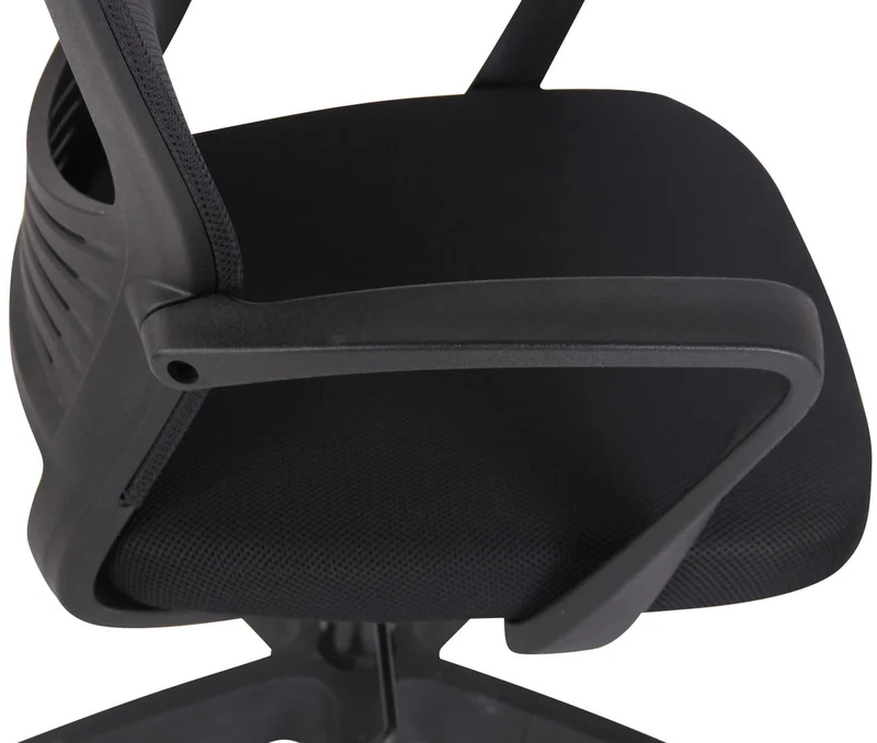 Chaise fauteuil de bureau sur roulettes en maille noir réglable avec accoudoirs BUR10356