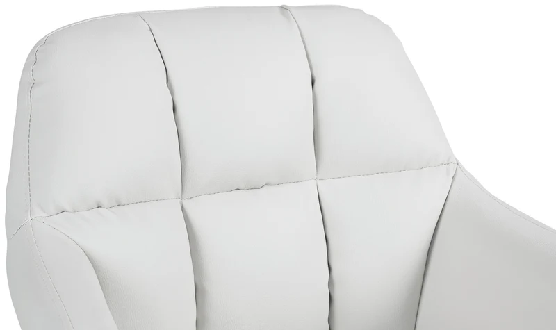 Tabouret de bar chaise haute x1 fonction rotation 360° en PVC blanc avec coutures décoratives piètement métal chromé 10_0005256