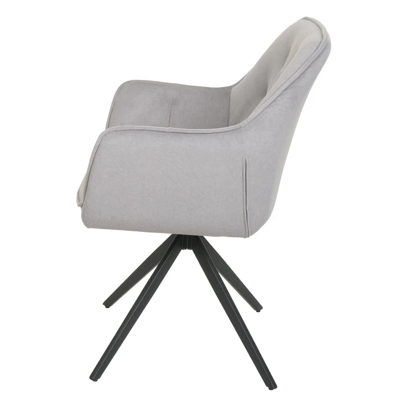 Lot de 2 chaises de salle à manger fauteuils pivotants 180° avec accoudoirs rembourrage épais design moderne tissu gris clair et métal 04_0007375