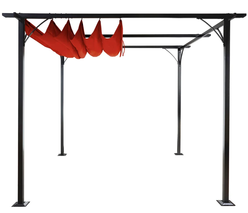Pergola de jardin avec toit coulissant pavillon 3,5x3,5m couleur terracotta protection UV 50+ 04_0008114