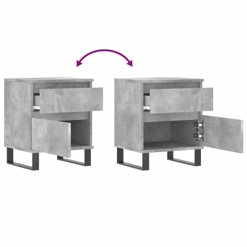 Table de chevet avec tiroir et compartiment à porte 40 x 35 x 50 cm bois d’ingénierie gris DEC034002