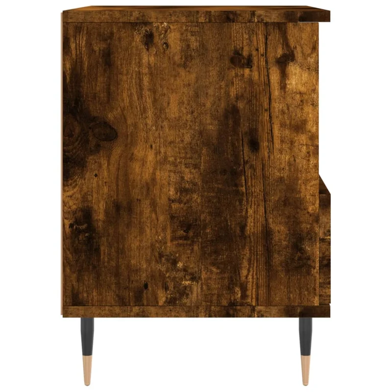 Table de chevet avec tiroir et compartiment ouvert 40 x 35 x 50 cm bois d’ingénierie marron et métal DEC033584