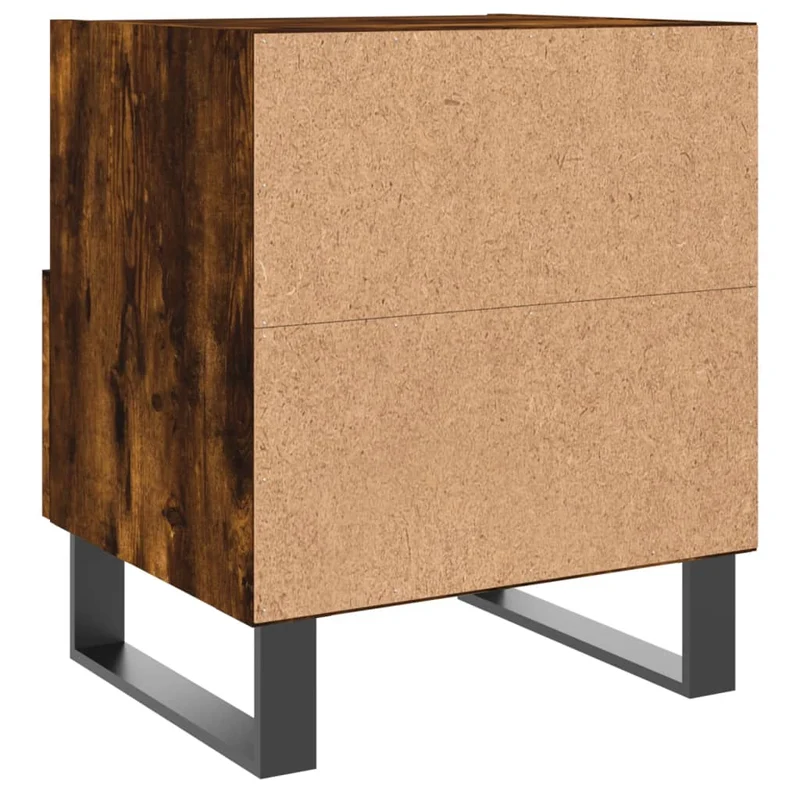 Table de chevet avec tiroir et compartiment ouvert 40 x 35 x 47,5 cm bois d’ingénierie marron et fer DEC033579
