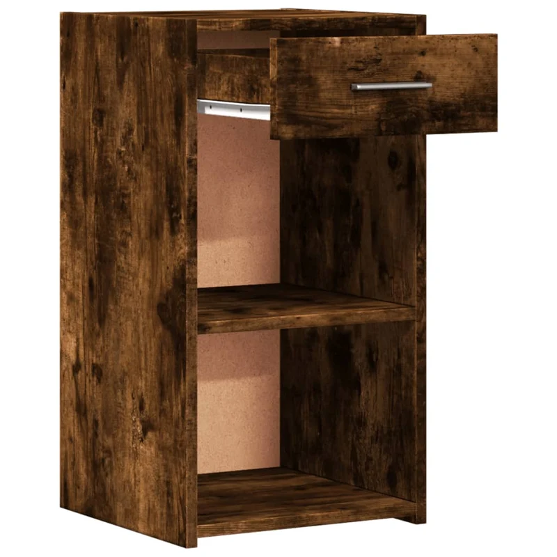 Table de chevet avec étagères et tiroir 35 x 34 x 65 cm bois d'ingénierie marron DEC033546