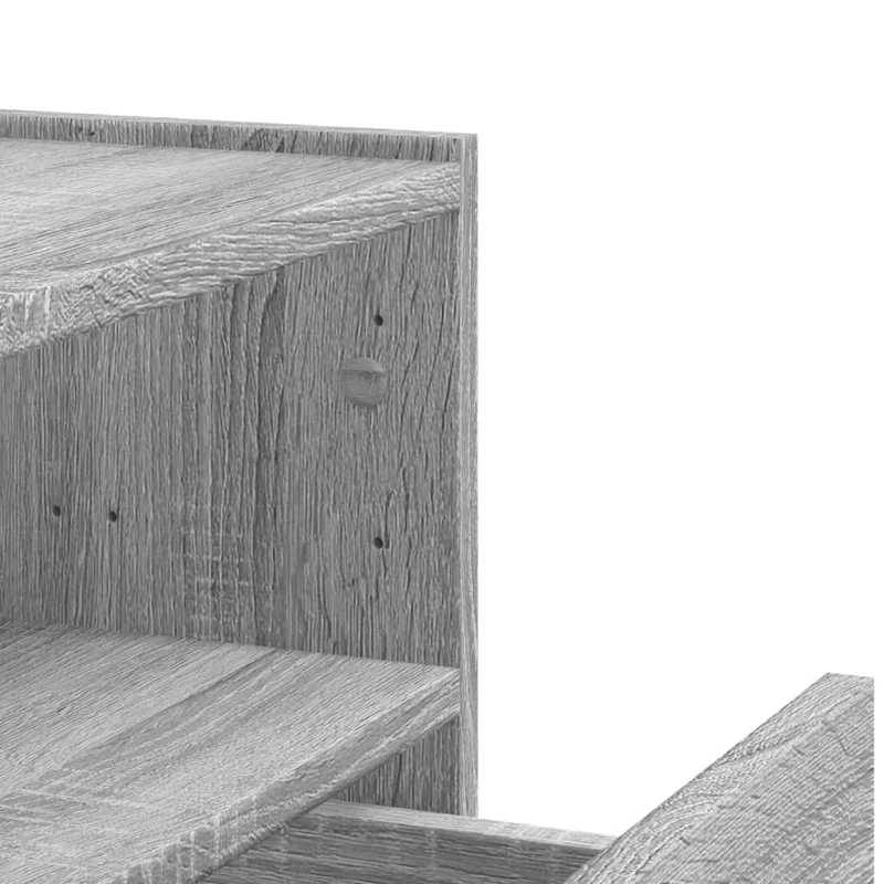 Table de chevet murale avec tiroir et compartiment ouvert 45 x 30 x 35 cm bois d'ingénierie gris DEC034333