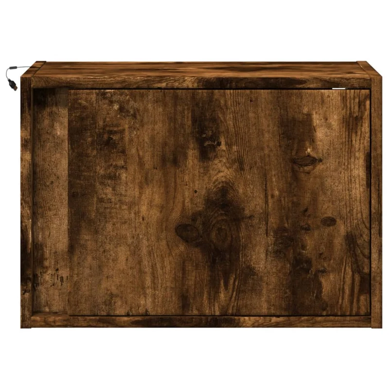 Table de chevet murale avec lumières LED avec compartiment avec porte 50 x 31 x 35 cm bois d'ingénierie marron DEC034176