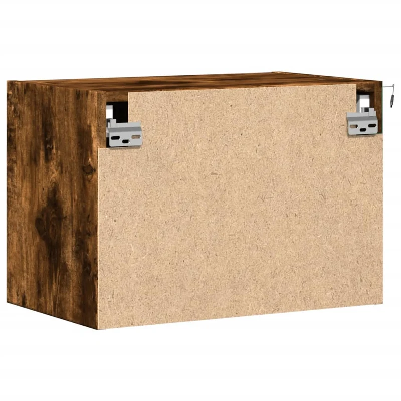 Table de chevet murale avec lumières LED avec compartiment avec porte 50 x 31 x 35 cm bois d'ingénierie marron DEC034176
