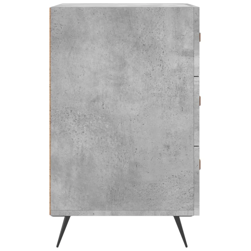 Table de chevet avec 3 tiroirs 40 x 40 x 66 cm bois d'ingénierie gris et fer DEC034031