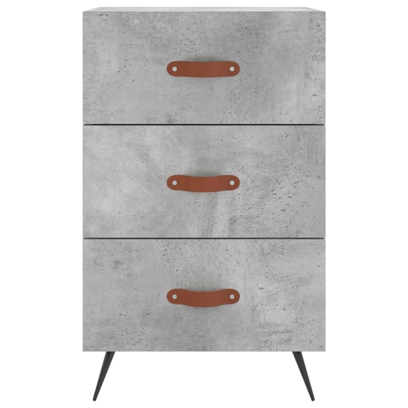 Table de chevet avec 3 tiroirs 40 x 40 x 66 cm bois d'ingénierie gris et fer DEC034031