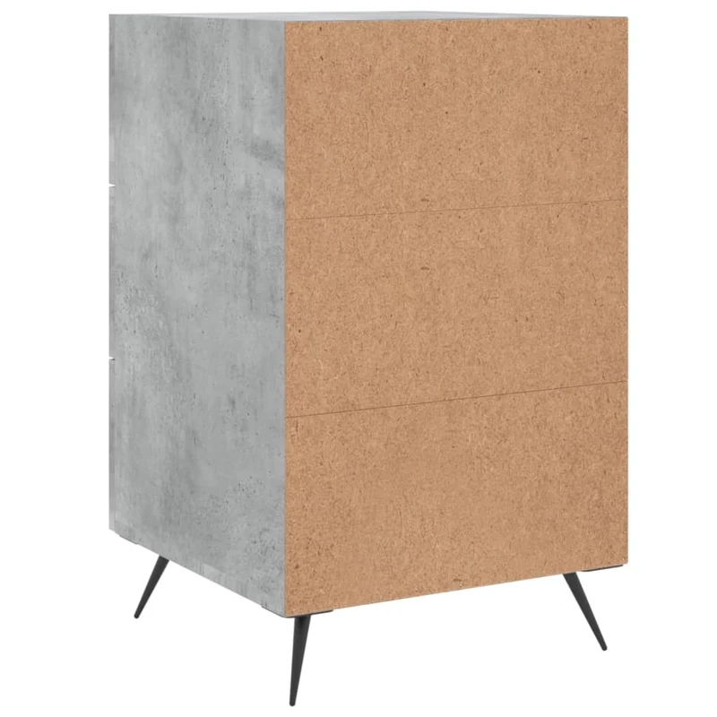 Table de chevet avec 3 tiroirs 40 x 40 x 66 cm bois d'ingénierie gris et fer DEC034031