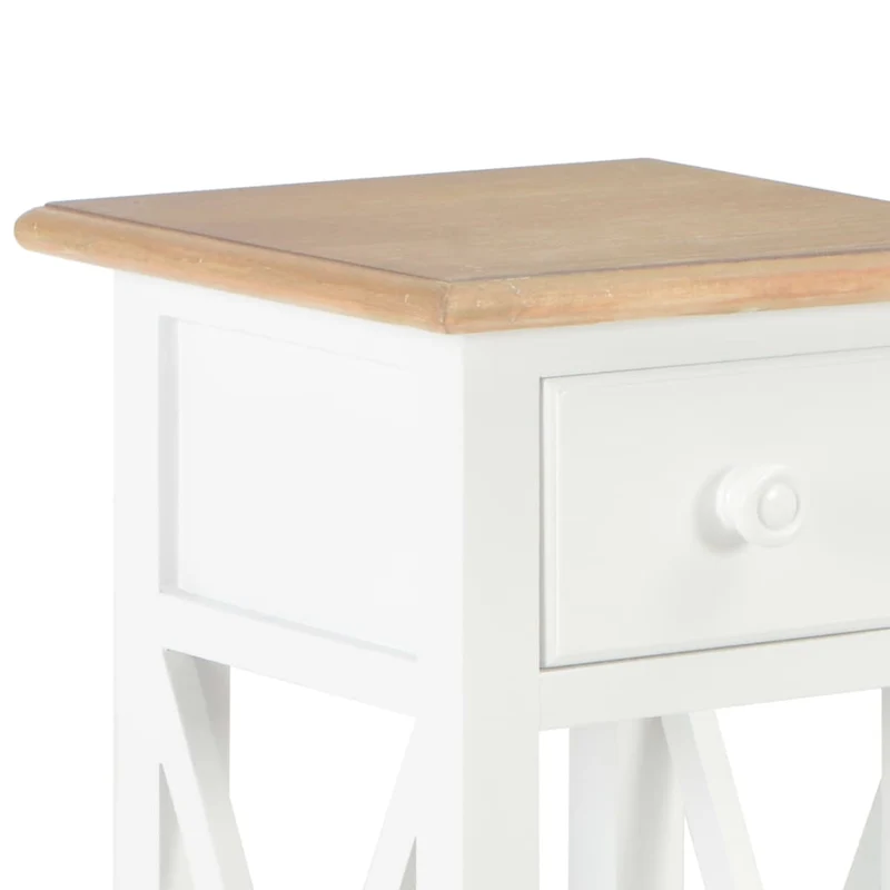 Table d'appoint support de plante avec tiroir et étagère 27 x 27 x 65,5 cm MDF + bois de pin blanc et marron DEC032345