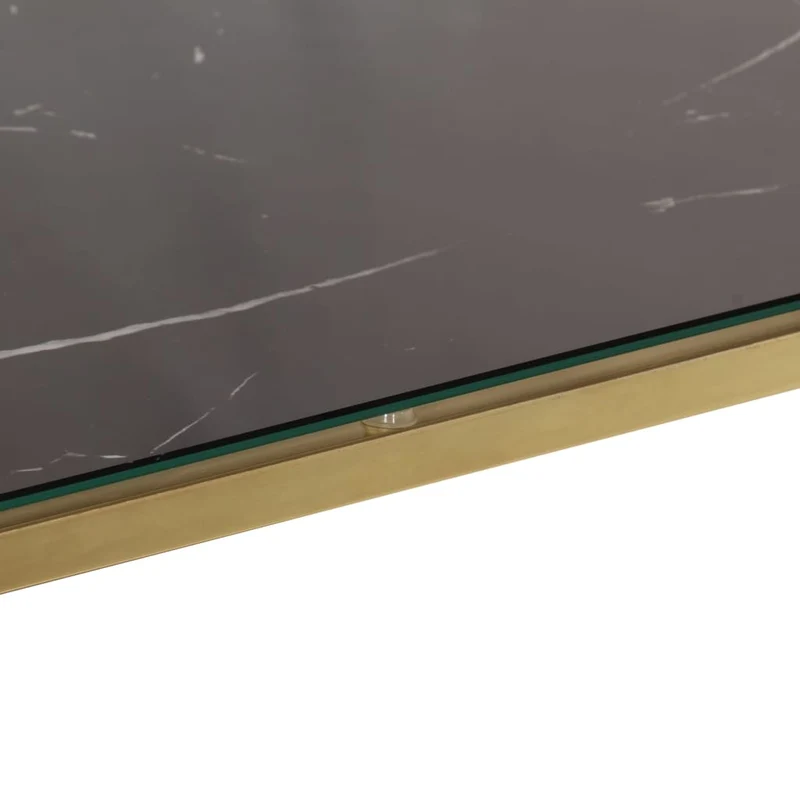 Table console avec étagère 110 x 35 x 70 cm en acier inoxydable doré et verre trempé DEC031359