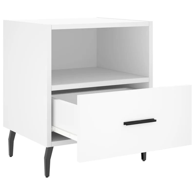 Lot de 2 tables de chevet avec tiroir et compartiment ouvert 40 x 35 x 47,5 cm bois d’ingénierie blanc DEC034920