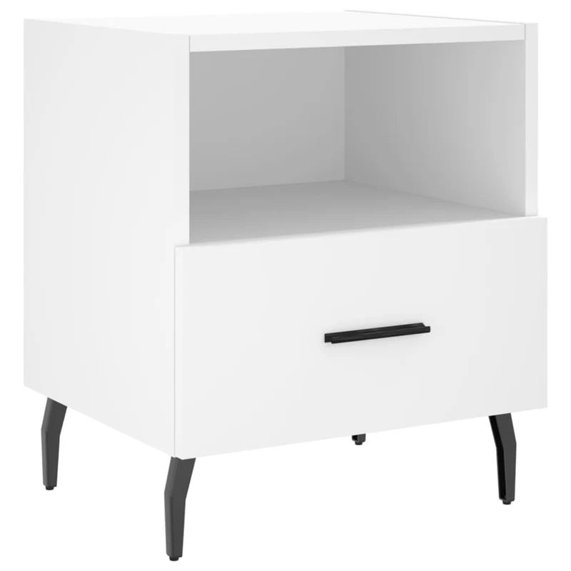 Lot de 2 tables de chevet avec tiroir et compartiment ouvert 40 x 35 x 47,5 cm bois d’ingénierie blanc DEC034920