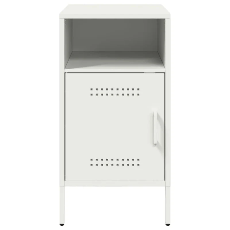 Lot de 2 tables de chevet avec compartiment avec porte 36 x 39 x 68 cm acier blanc DEC034874