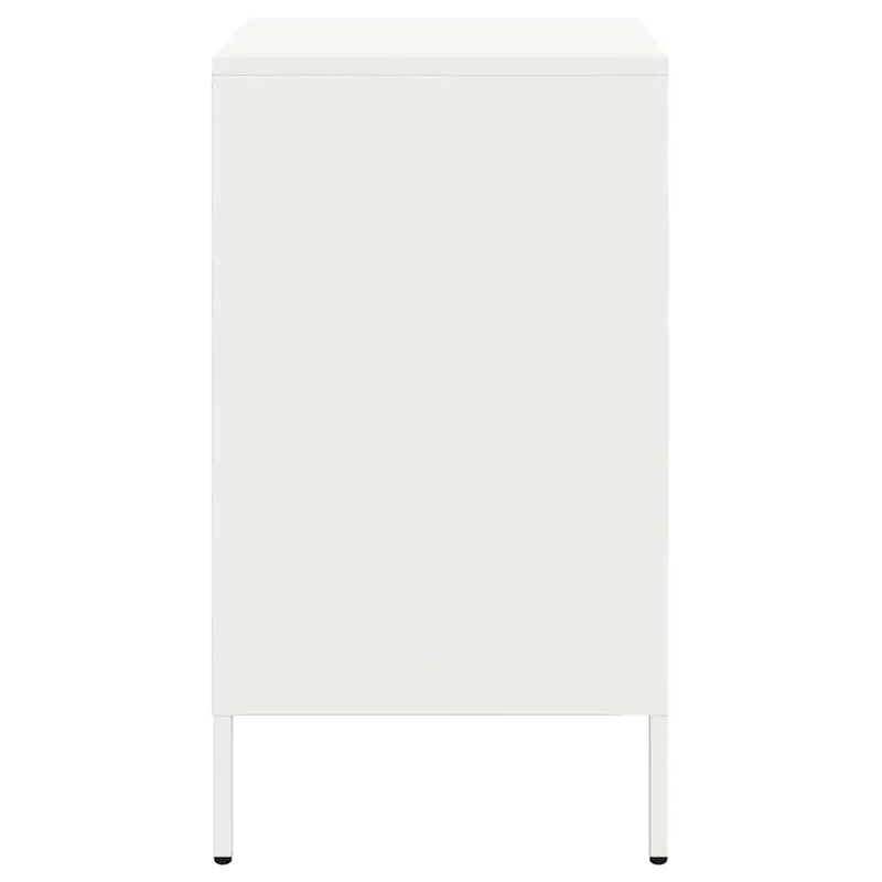 Lot de 2 tables de chevet avec compartiment avec porte 36 x 39 x 68 cm acier blanc DEC034874