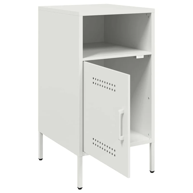 Lot de 2 tables de chevet avec compartiment avec porte 36 x 39 x 68 cm acier blanc DEC034874