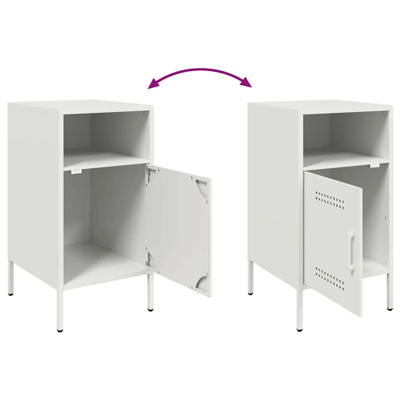 Lot de 2 tables de chevet avec compartiment avec porte 36 x 39 x 68 cm acier blanc DEC034874