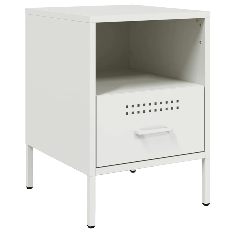 Lot de 2 tables de chevet avec tiroir et compartiment ouvert 36 x 39 x 50,5 cm acier blanc DEC034867