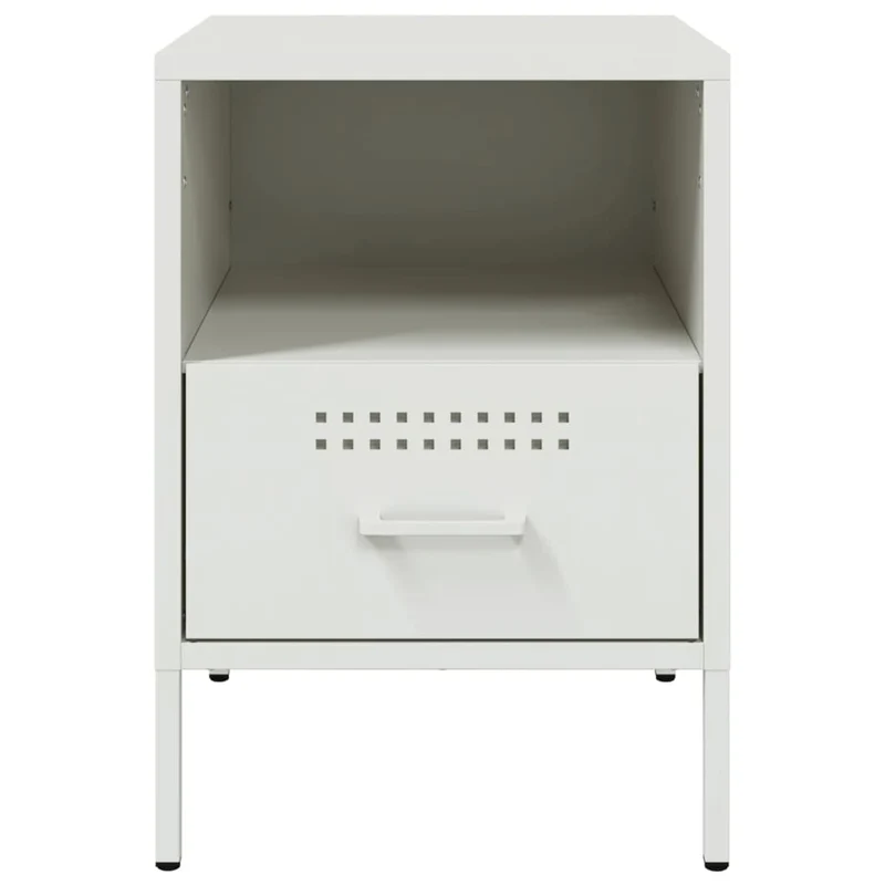 Lot de 2 tables de chevet avec tiroir et compartiment ouvert 36 x 39 x 50,5 cm acier blanc DEC034867