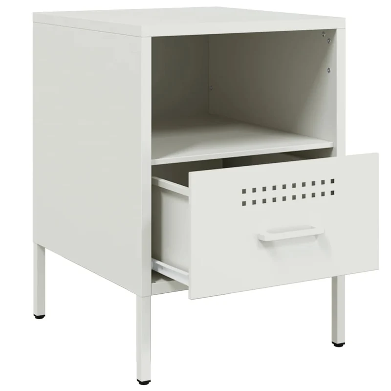 Lot de 2 tables de chevet avec tiroir et compartiment ouvert 36 x 39 x 50,5 cm acier blanc DEC034867