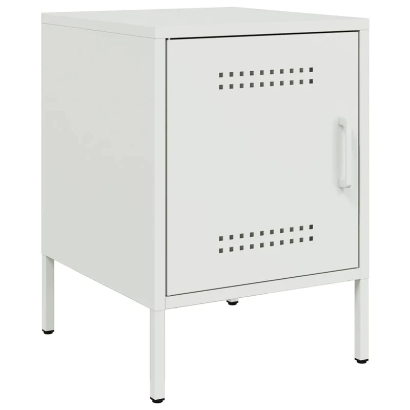 Lot de 2 tables de chevet avec compartiment avec porte 36 x 39 x 50,5 cm acier blanc DEC034866