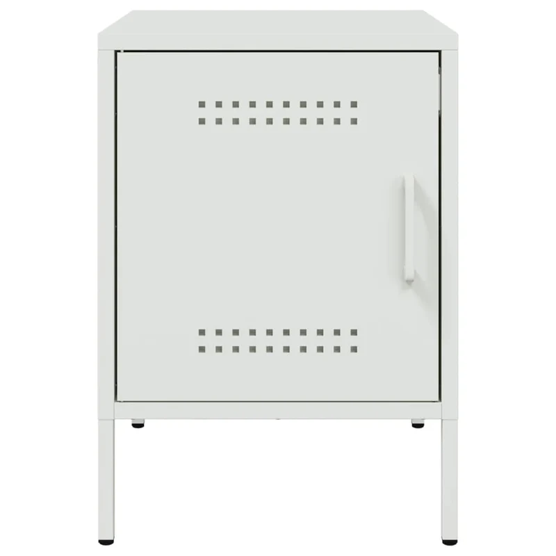 Lot de 2 tables de chevet avec compartiment avec porte 36 x 39 x 50,5 cm acier blanc DEC034866