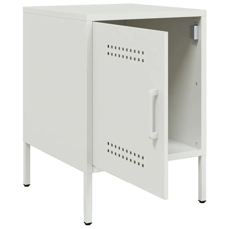 Lot de 2 tables de chevet avec compartiment avec porte 36 x 39 x 50,5 cm acier blanc DEC034866
