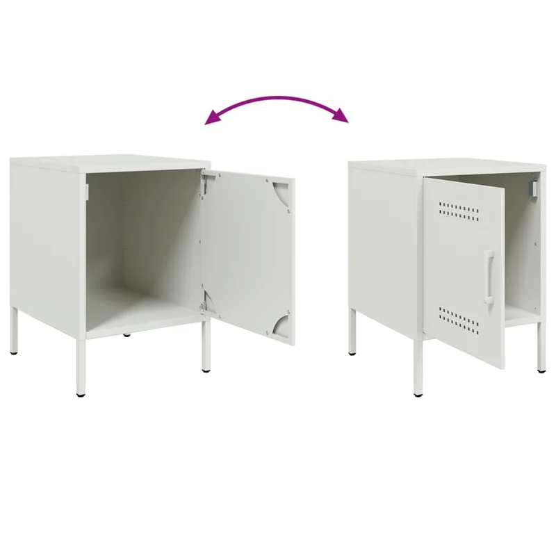 Lot de 2 tables de chevet avec compartiment avec porte 36 x 39 x 50,5 cm acier blanc DEC034866