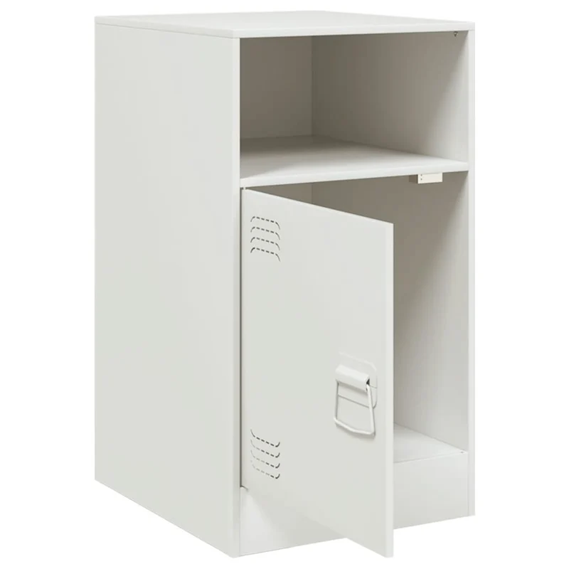 Lot de 2 tables de chevet avec compartiment avec porte 34,5 x 39 x 62 cm acier blanc DEC034854