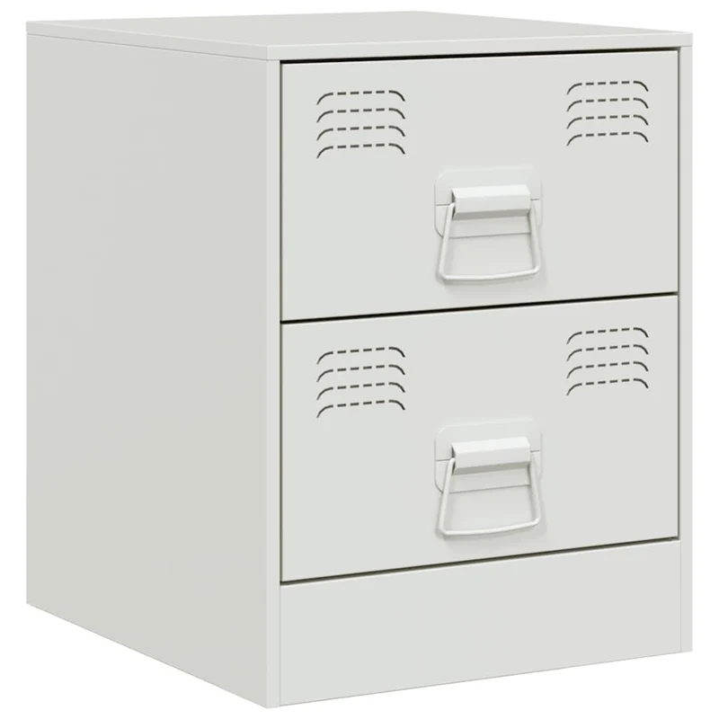 Lot de 2 tables de chevet avec tiroirs 34,5 x 39 x 44 cm acier blanc DEC034852