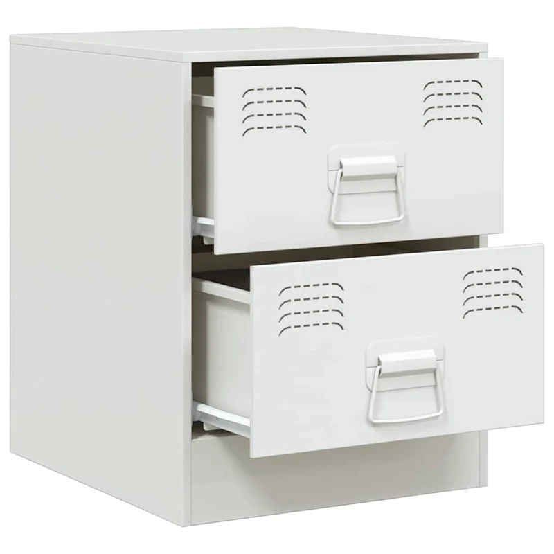 Lot de 2 tables de chevet avec tiroirs 34,5 x 39 x 44 cm acier blanc DEC034852