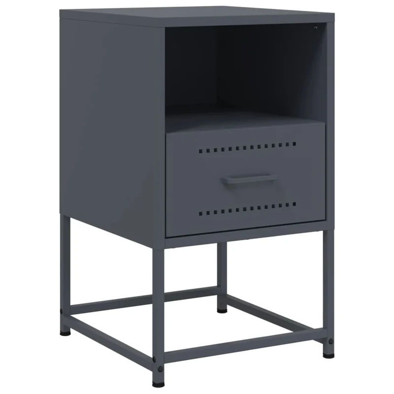 Lot de 2 tables de chevet avec tiroirs et compartiment 36 x 39 x 60,5 cm acier anthracite DEC034828