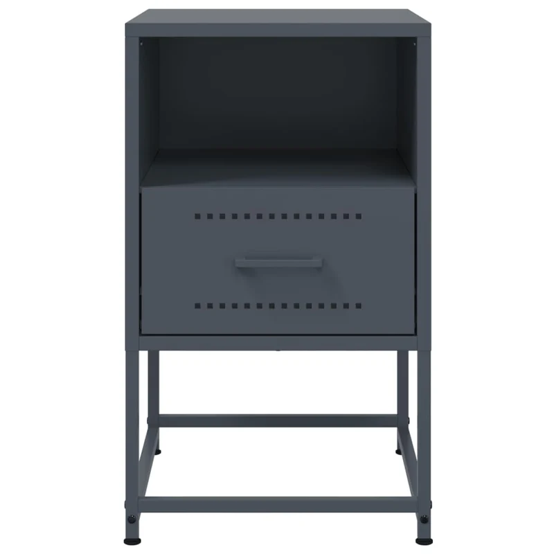 Lot de 2 tables de chevet avec tiroirs et compartiment 36 x 39 x 60,5 cm acier anthracite DEC034828