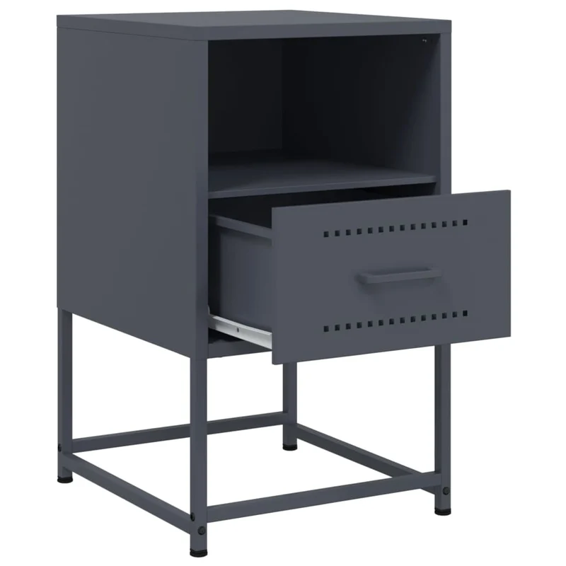 Lot de 2 tables de chevet avec tiroirs et compartiment 36 x 39 x 60,5 cm acier anthracite DEC034828