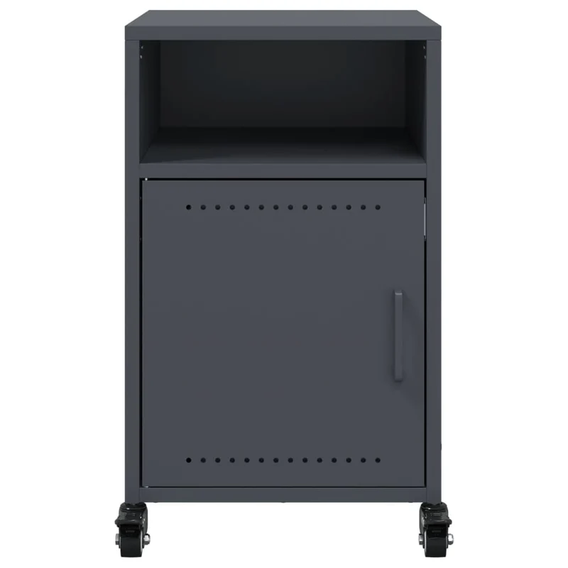 Lot de 2 tables de chevet avec compartiment avec porte 36 x 39 x 59 cm acier anthracite DEC034827