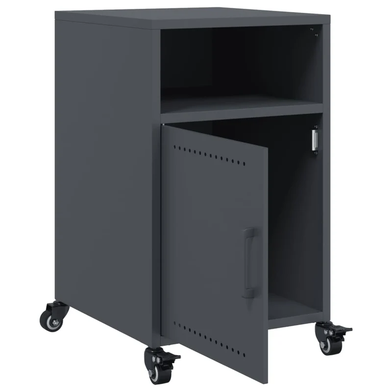 Lot de 2 tables de chevet avec compartiment avec porte 36 x 39 x 59 cm acier anthracite DEC034827