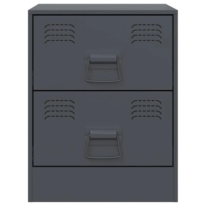 Lot de 2 tables de chevet avec tiroirs 34,5 x 39 x 44 cm acier anthracite DEC034817