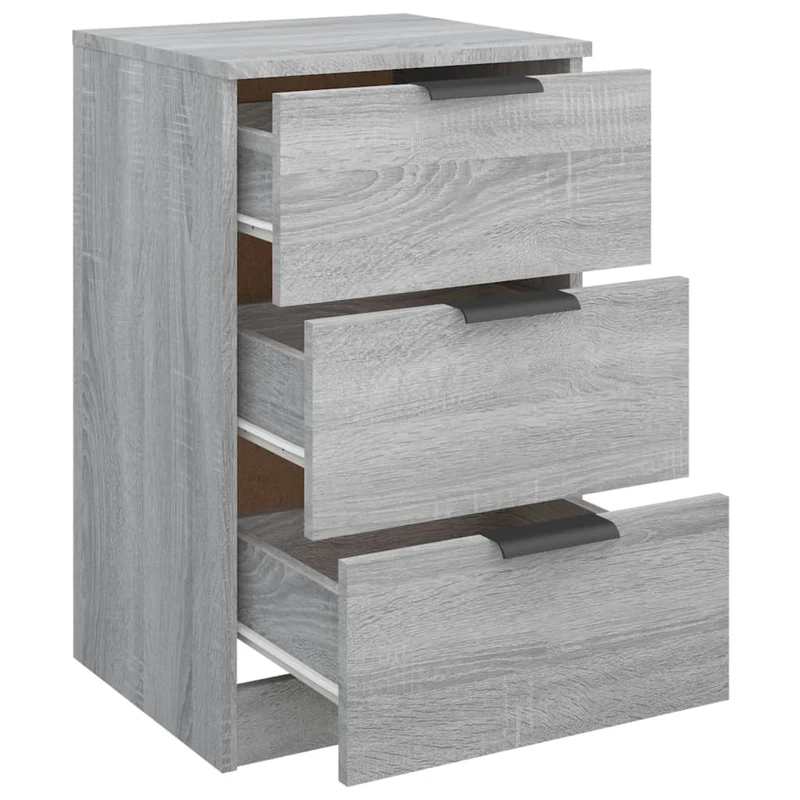 Table de chevet avec 3 tiroirs 40 x 36 x 65 cm bois d'ingénierie gris DEC034639